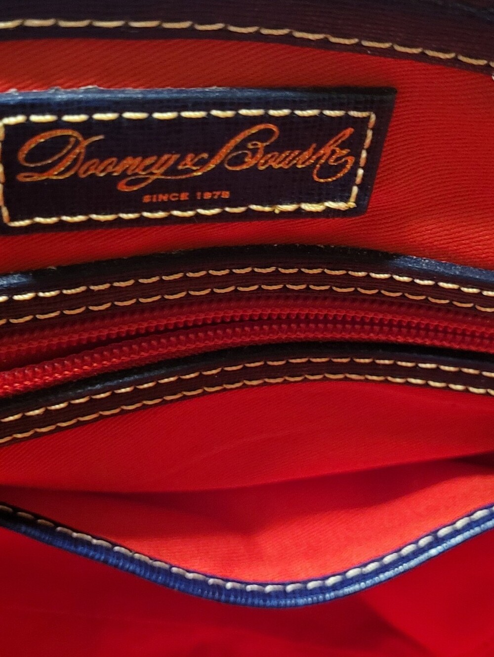 Dooney & Bourke Navy and Denim Chevron Satchel EUC - Picture 16 of 16